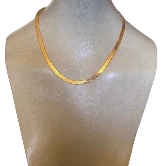 Jennifer Zeuner NIP 14K Hamilton Herringbone Yellow Gold Plated Necklace - Picture 4 of 13